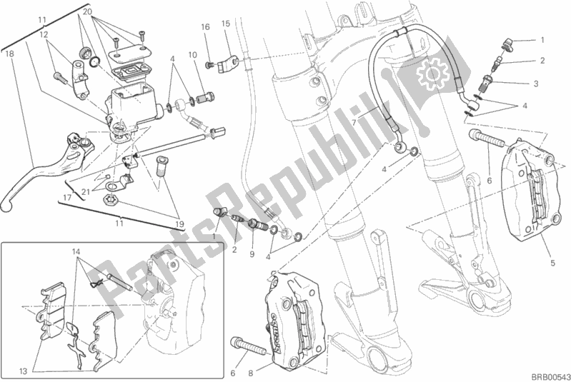 Todas las partes para Sistema De Freno Delantero de Ducati Monster 821 Stripes USA 2017